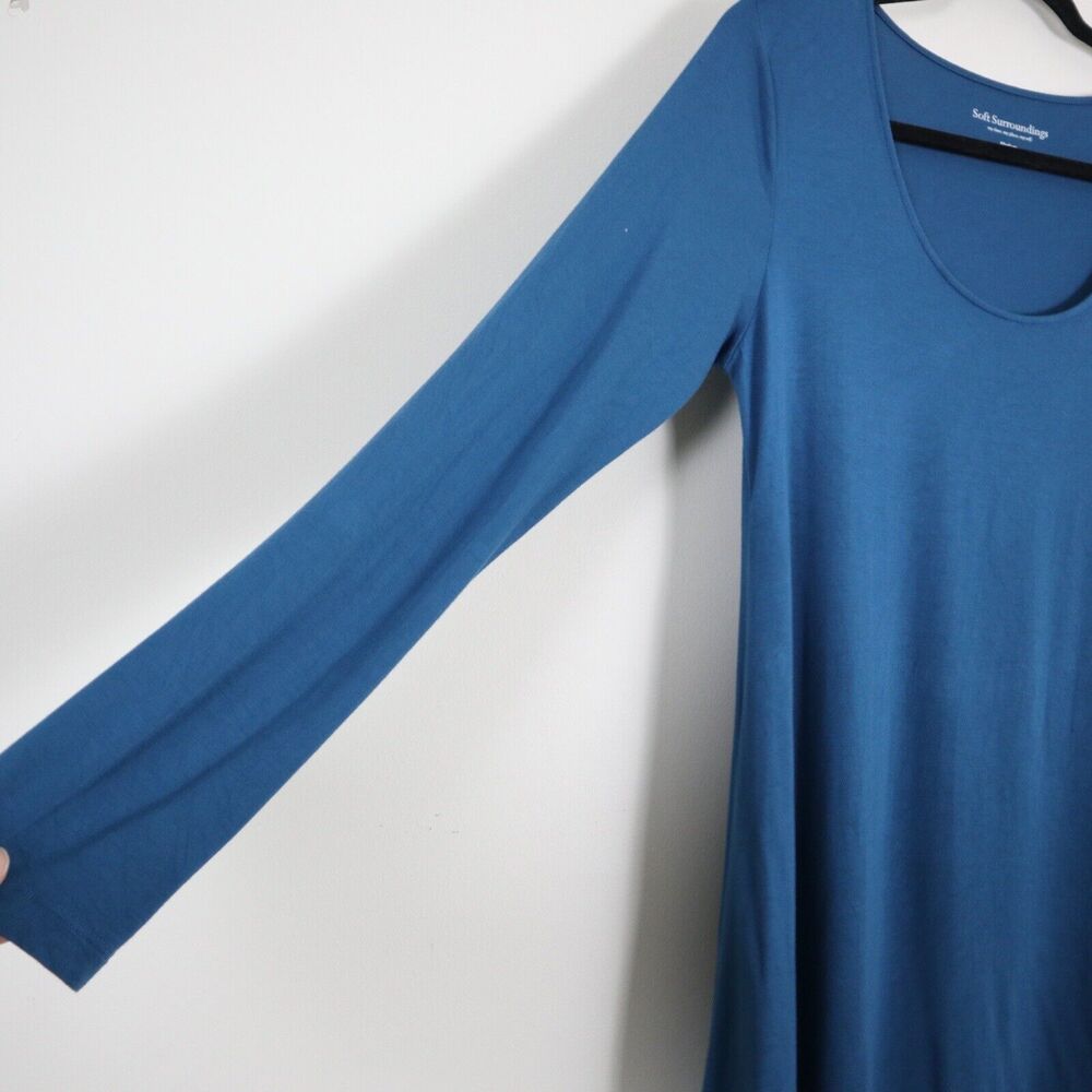 Soft Surroundings Size M Jersey Knit Tunic Scoop Neck Teal Blue Lagenlook - Picture 6 of 12